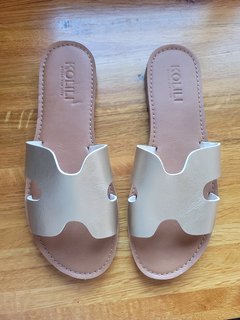 Kolili Women's Gold Slide Sandals